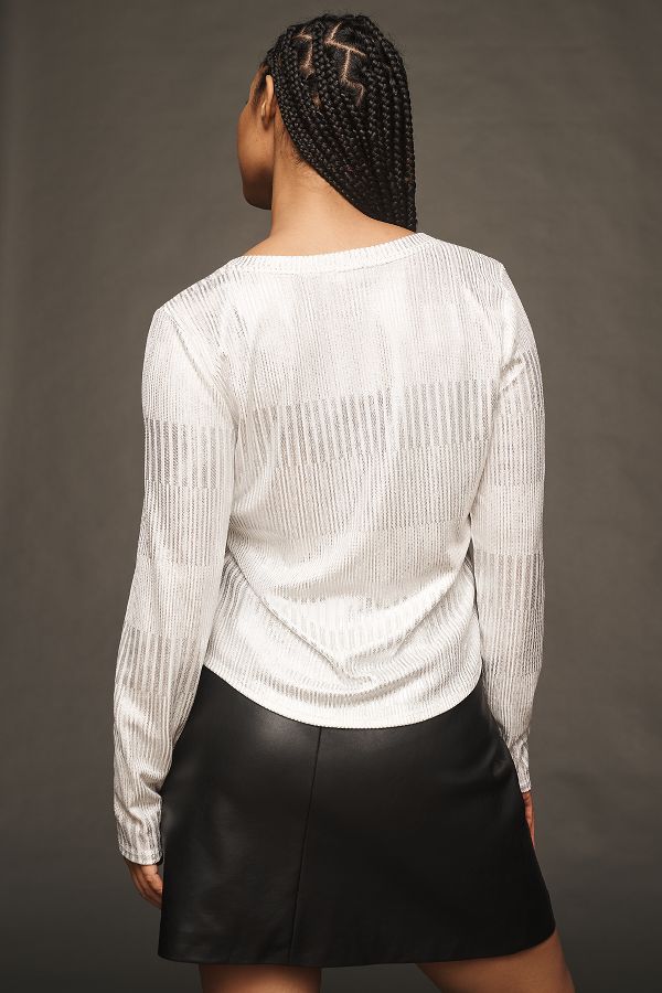 Slide View: 6: The Andie Ribbed Henley Top by Pilcro: Shimmer Edition