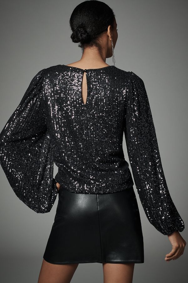 Slide View: 4: Flat White Sequin Top