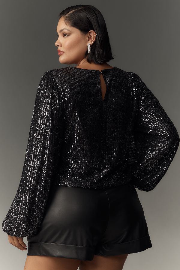 Slide View: 6: Flat White Sequin Top