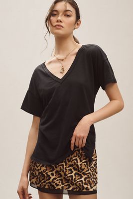 The Jordyn Perfect Oversized Cotton-Slub T-Shirt by Pilcro: V-Neck Edition