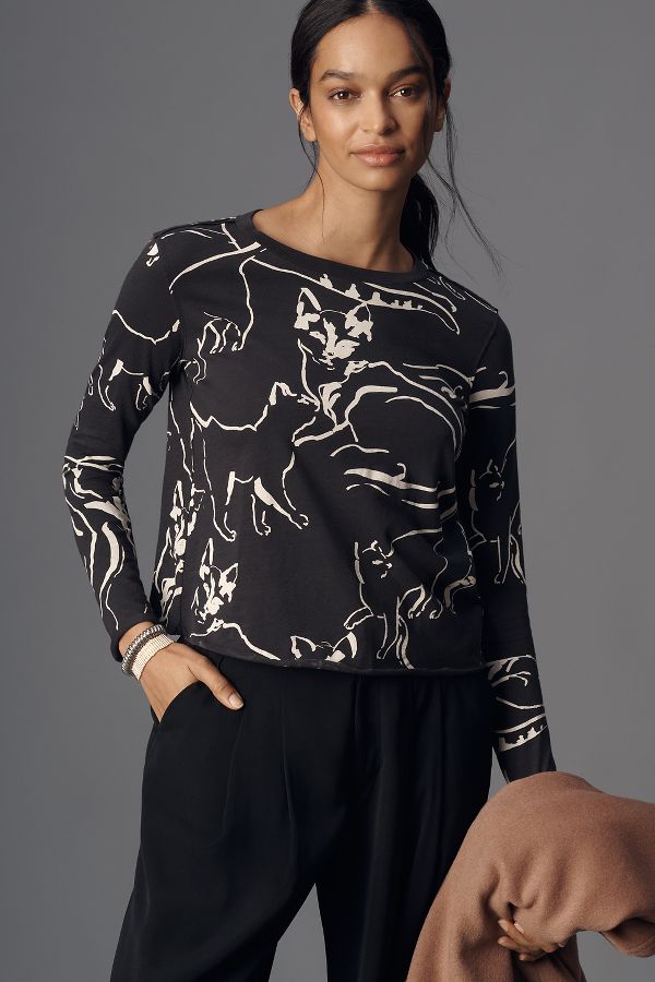 Slide View: 1: The Caitlin Boxy Tee by Maeve: Long-Sleeve Edition