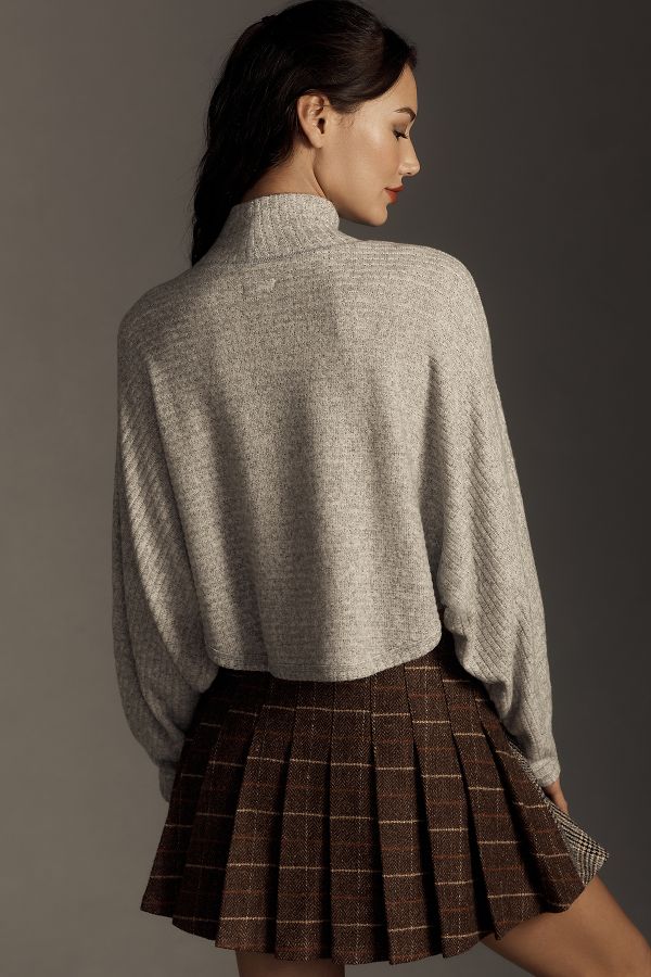 Slide View: 3: Pilcro Cozy Ribbed Turtleneck Batwing Pullover