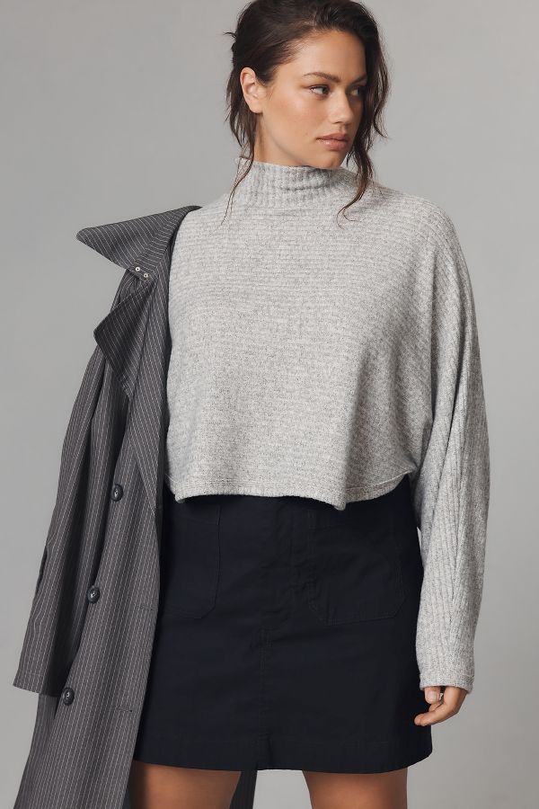 Slide View: 5: Pilcro Cozy Ribbed Turtleneck Batwing Pullover