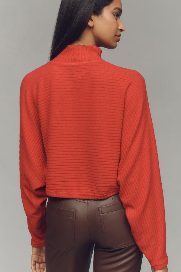 Slide View: 4: Pilcro Cozy Ribbed Turtleneck Batwing Pullover