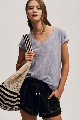 The Bennie Slim Crew Neck Cotton-Slub T-Shirt by Pilcro: V-Neck Edition