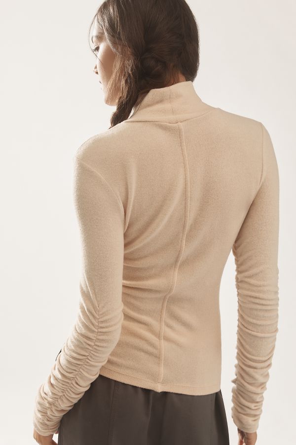 Slide View: 3: By Anthropologie Ruched-Sleeve Turtleneck Top