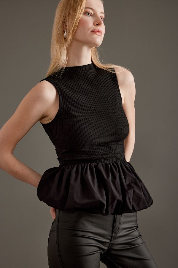 Slide View: 4: Maeve Bubble Peplum Tank Top