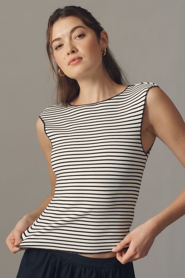 Slide View: 1: Maeve Fitted Cap-Sleeve Top