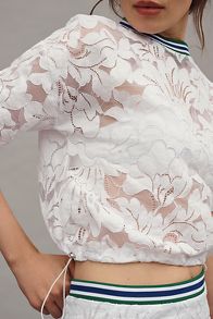 Slide View: 3: Par Anthropologie Haut Pullover en Dentelle Manches Courtes