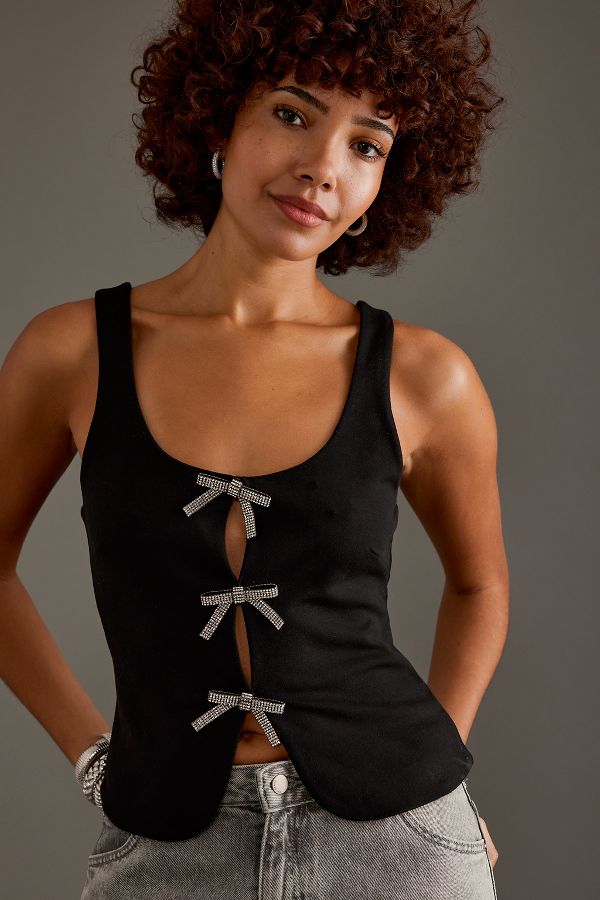 Slide View: 1: By Anthropologie Diamanté Bow Corset Top