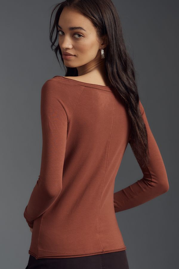 Slide View: 2: Pilcro Off-The-Shoulder Long-Sleeve Tee