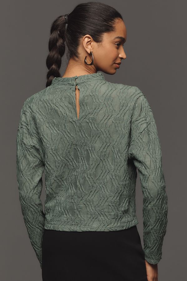 Slide View: 2: By Anthropologie Textured Funnel-Neck Top