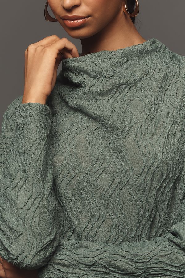 Slide View: 3: By Anthropologie Textured Funnel-Neck Top