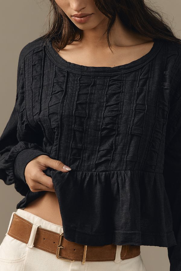 Slide View: 2: Pilcro Textured Babydoll Top