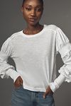 Thumbnail View 4: Pilcro Crew-Neck Ruched & Smocked-Sleeve Top