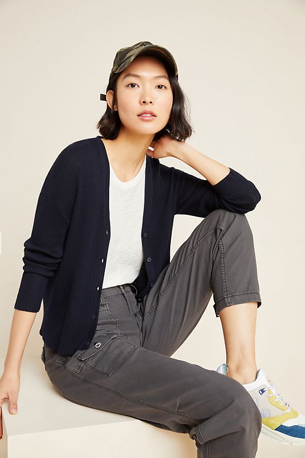 Slide View: 1: Stella Ribbed Cashmere Cardigan