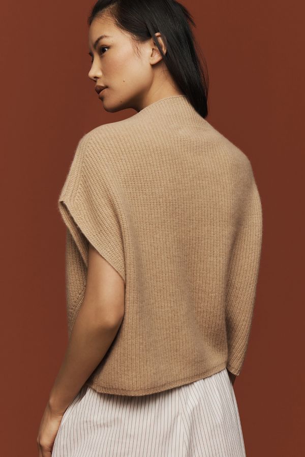 Slide View: 2: The Enza Oversized Ribbed Cashmere Sweater Vest