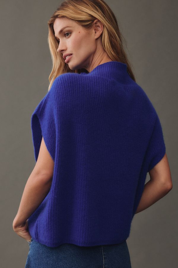 Slide View: 2: The Enza Oversized Ribbed Cashmere Sweater Vest