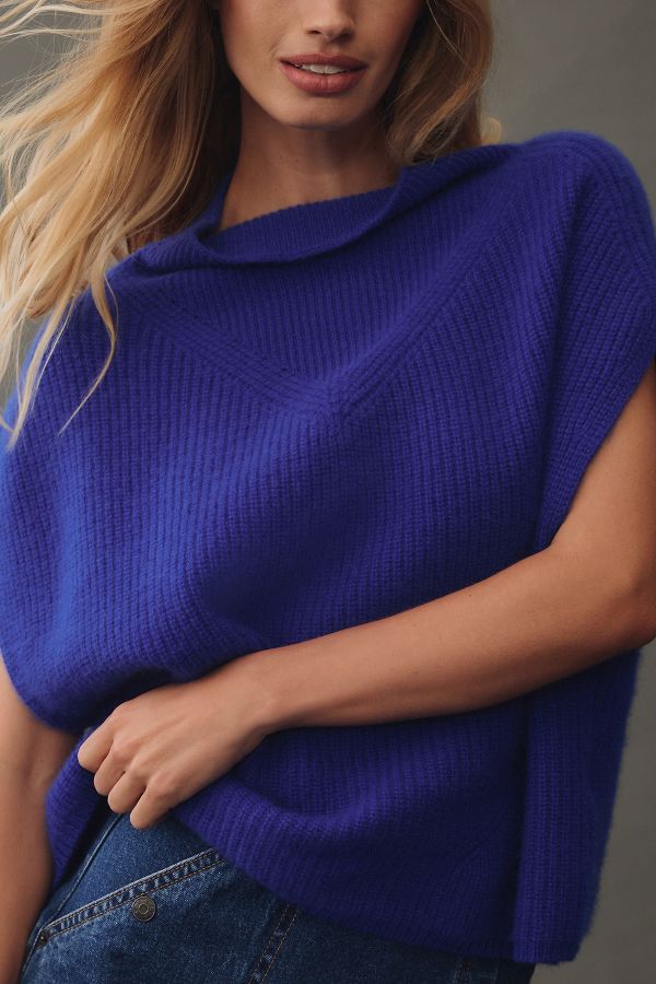 Slide View: 4: The Enza Oversized Ribbed Cashmere Sweater Vest