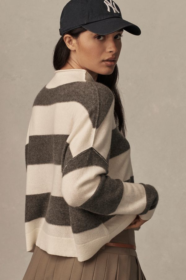 Slide View: 3: The Alani Cashmere Mock-Neck Sweater by Pilcro: Printed Edition