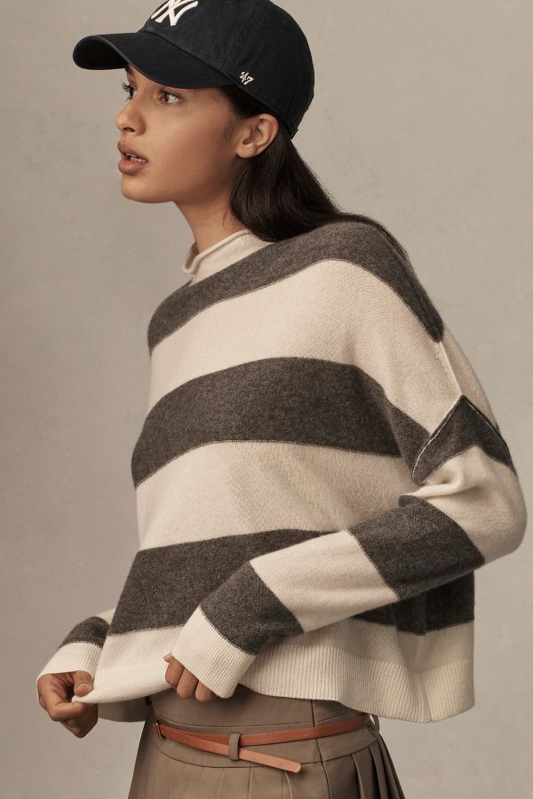 Slide View: 5: The Alani Cashmere Mock-Neck Sweater by Pilcro: Printed Edition