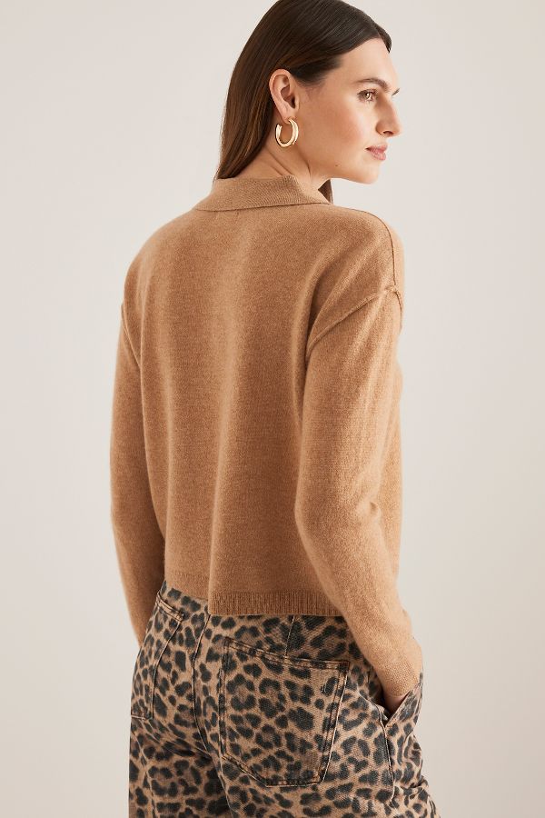 Slide View: 2: The Jensen Cashmere Cropped Polo Jumper by Pilcro