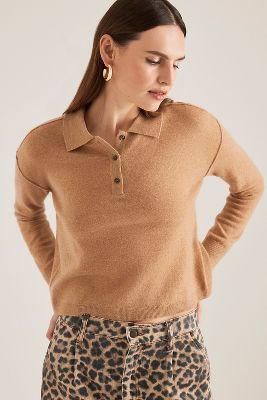 The Jensen Cashmere Cropped Polo Jumper by Pilcro