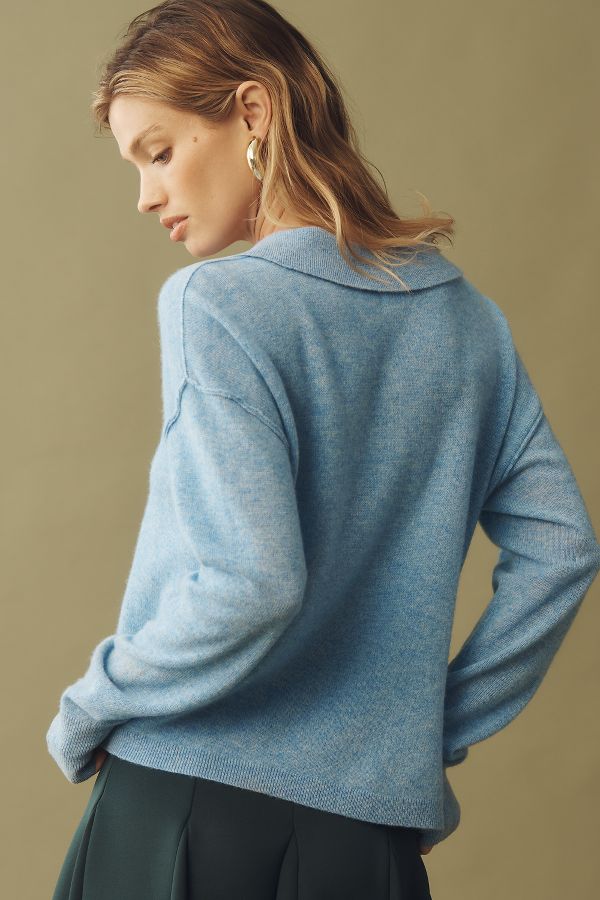 Slide View: 2: The Jensen Cashmere Cropped Polo Sweater by Pilcro