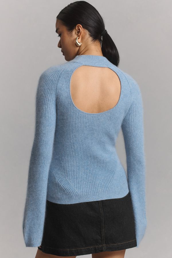 Slide View: 2: By Anthropologie Cashmere Fitted Rib Mock-Neck Sweater