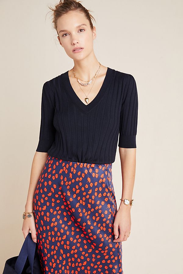 Slide View: 1: Cecilia V-Neck Sweater Tee