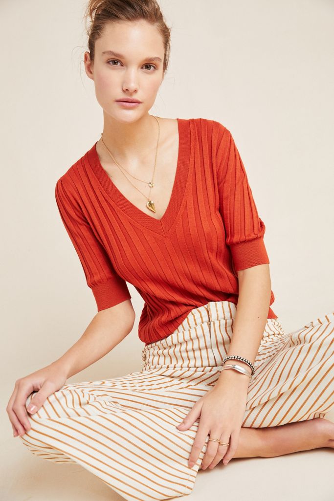 Cecilia VNeck Sweater Tee Anthropologie