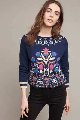 anthropologie floral sweater