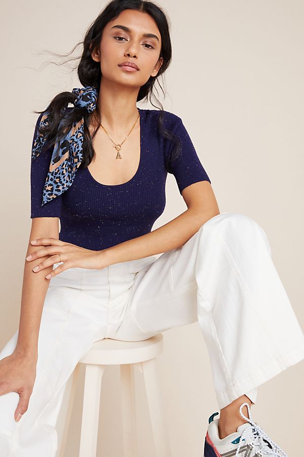 Slide View: 1: Carolyn Ribbed Sweater Tee