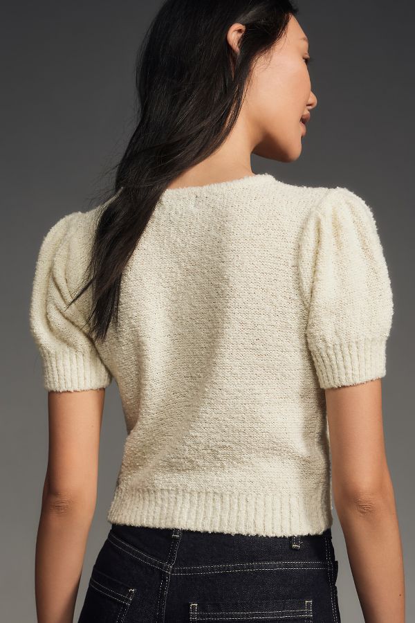 Slide View: 2: 4SI3NNA Textured Keyhole Knit Top