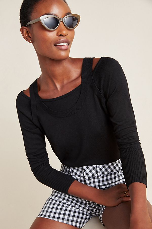 Slide View: 1: Jamie Open-Shoulder Knit Top