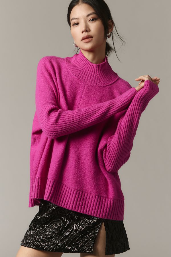 Slide View: 1: The Gretchen Cozy Mock-Neck Sweater by Maeve