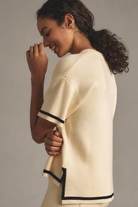 Slide View: 4: English Factory Short-Sleeve Tipped Boxy Sweater