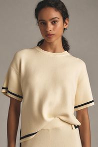 Slide View: 1: English Factory Short-Sleeve Tipped Boxy Sweater