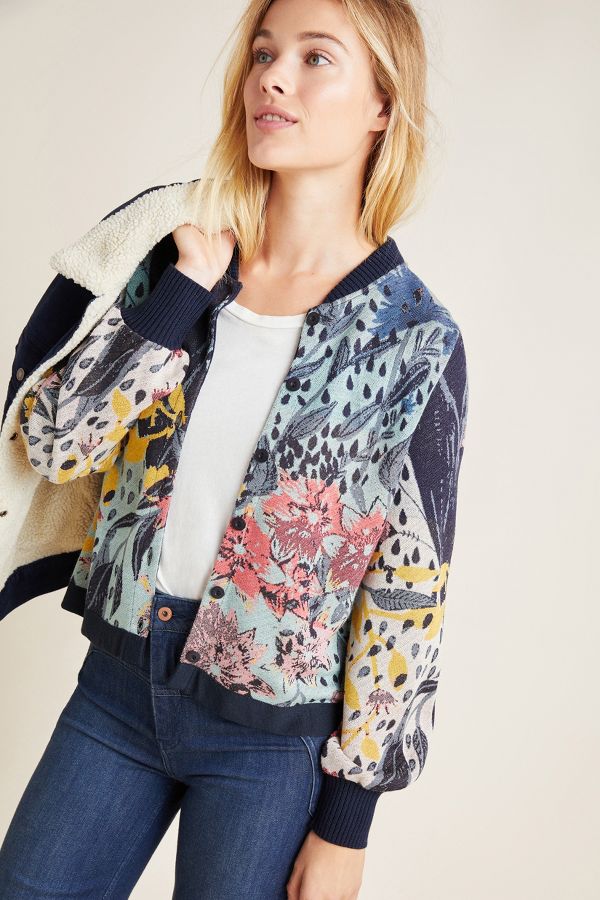 Slide View: 1: Graciela Floral Bomber Jacket