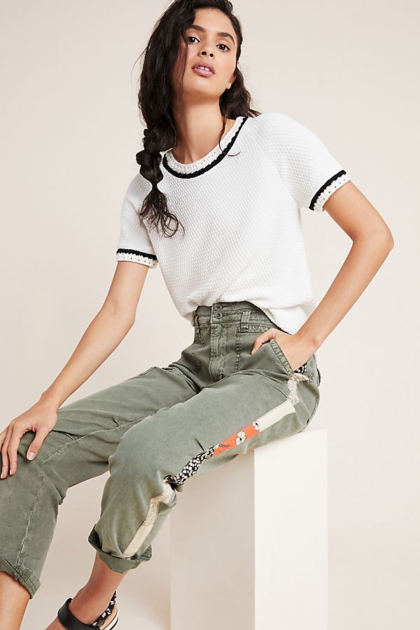 Slide View: 1: Leanna Crocheted Sweater Tee