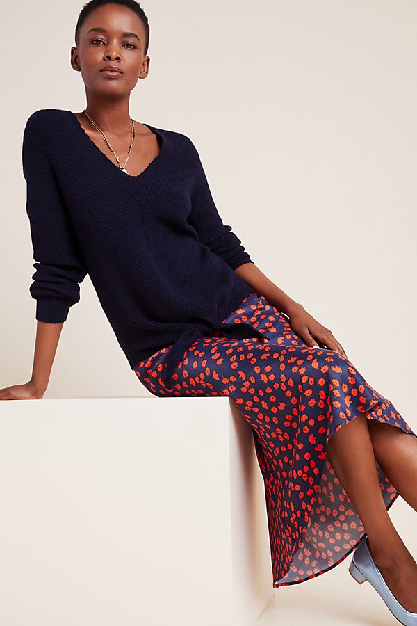 Slide View: 1: Rocio Ribbed Tie-Front Sweater