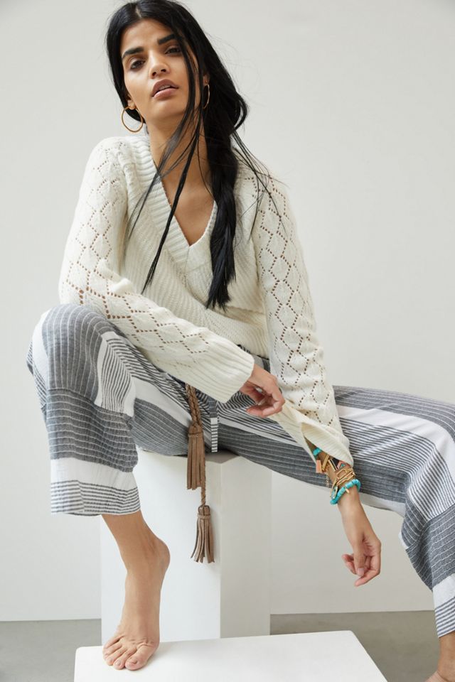 Pointelle V-neck Footie in Eco White main image 0