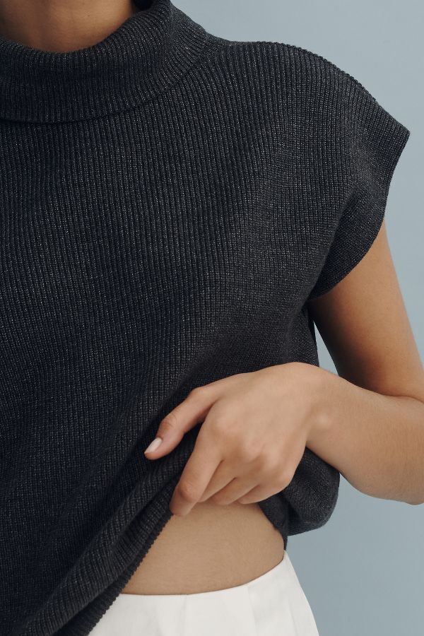 Slide View: 3: Maeve Mock-Neck Muscle Sweater Vest