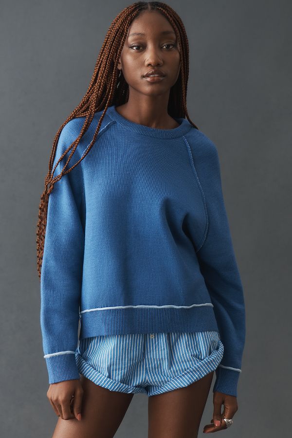 Slide View: 1: The Oaklyn Cozy Crew-Neck Sweatshirt by Pilcro