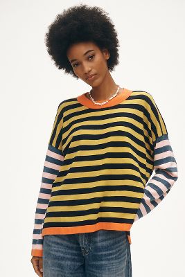 FRNCH Crew-Neck Colorblock Stripe Sweater