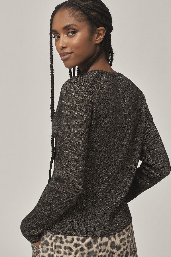 Slide View: 2: FRNCH Crew-Neck Cardigan Sweater