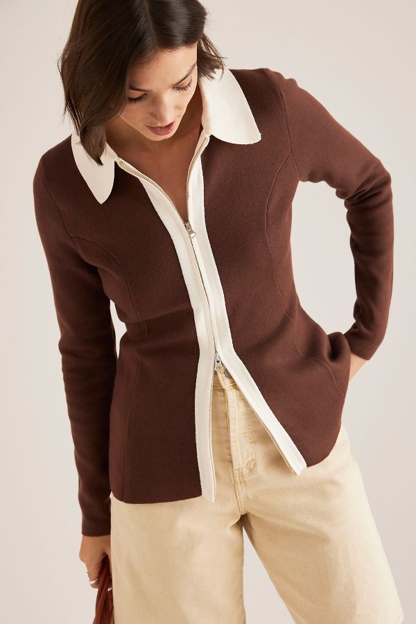 Slide View: 5: ALIGNE Isobel Knitted Long-Sleeve Collared Top