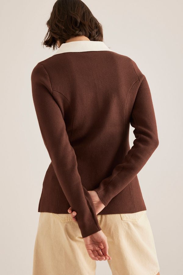 Slide View: 2: ALIGNE Isobel Knitted Long-Sleeve Collared Top