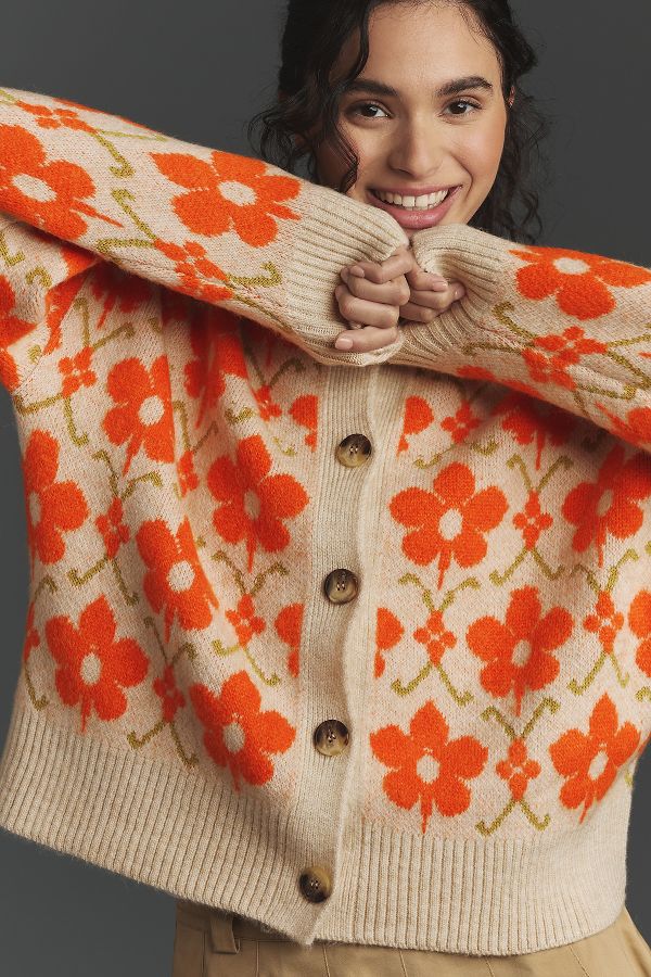 Slide View: 5: Maeve Graphic Intarsia Cardigan Sweater