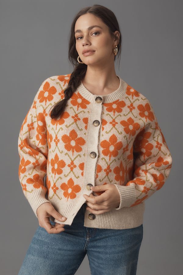 Slide View: 6: Maeve Graphic Intarsia Cardigan Sweater